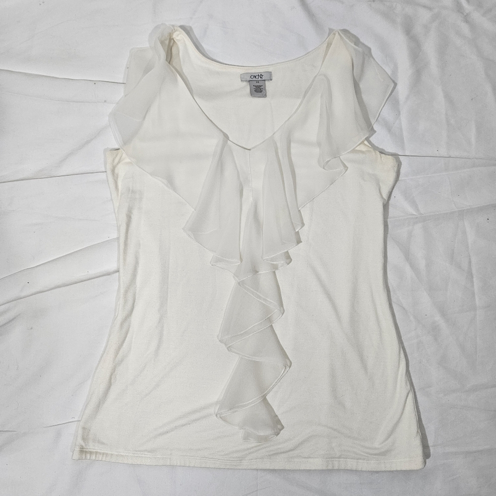 Cache White Ruffle Top - Picture 5 of 6